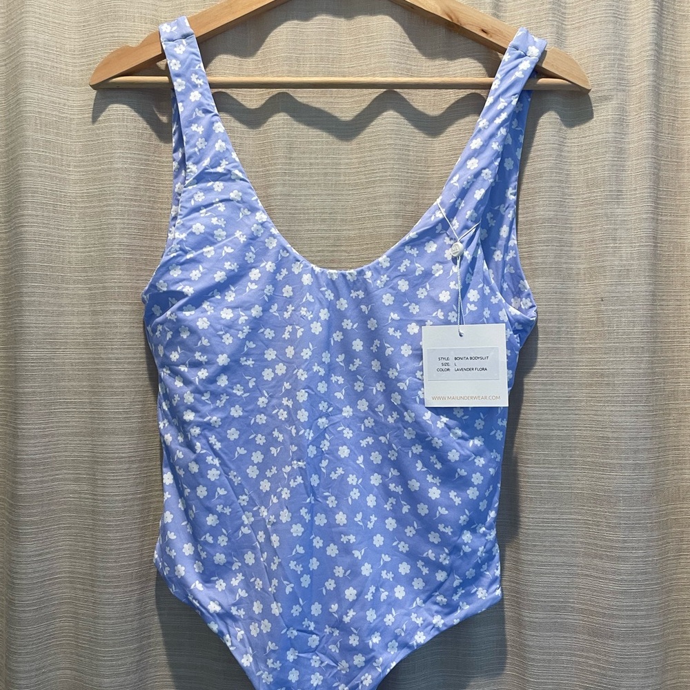 One-Piece Floral Blue Swimsuit